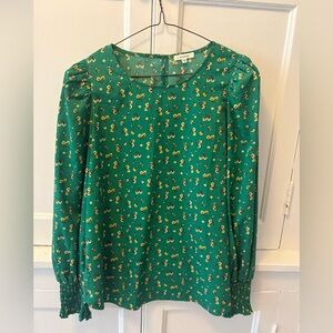 Pleione Green Floral Blouse